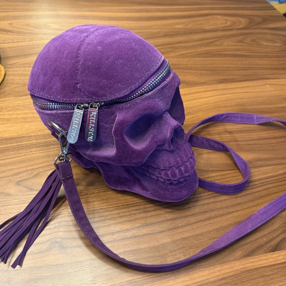 Purple Skull Crossbody Bag with Tassel